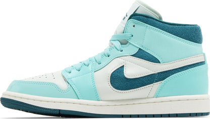 Air Jordan Women's Retro 1 Mid 'Chenille Bleached Turquoise ' Sneakers