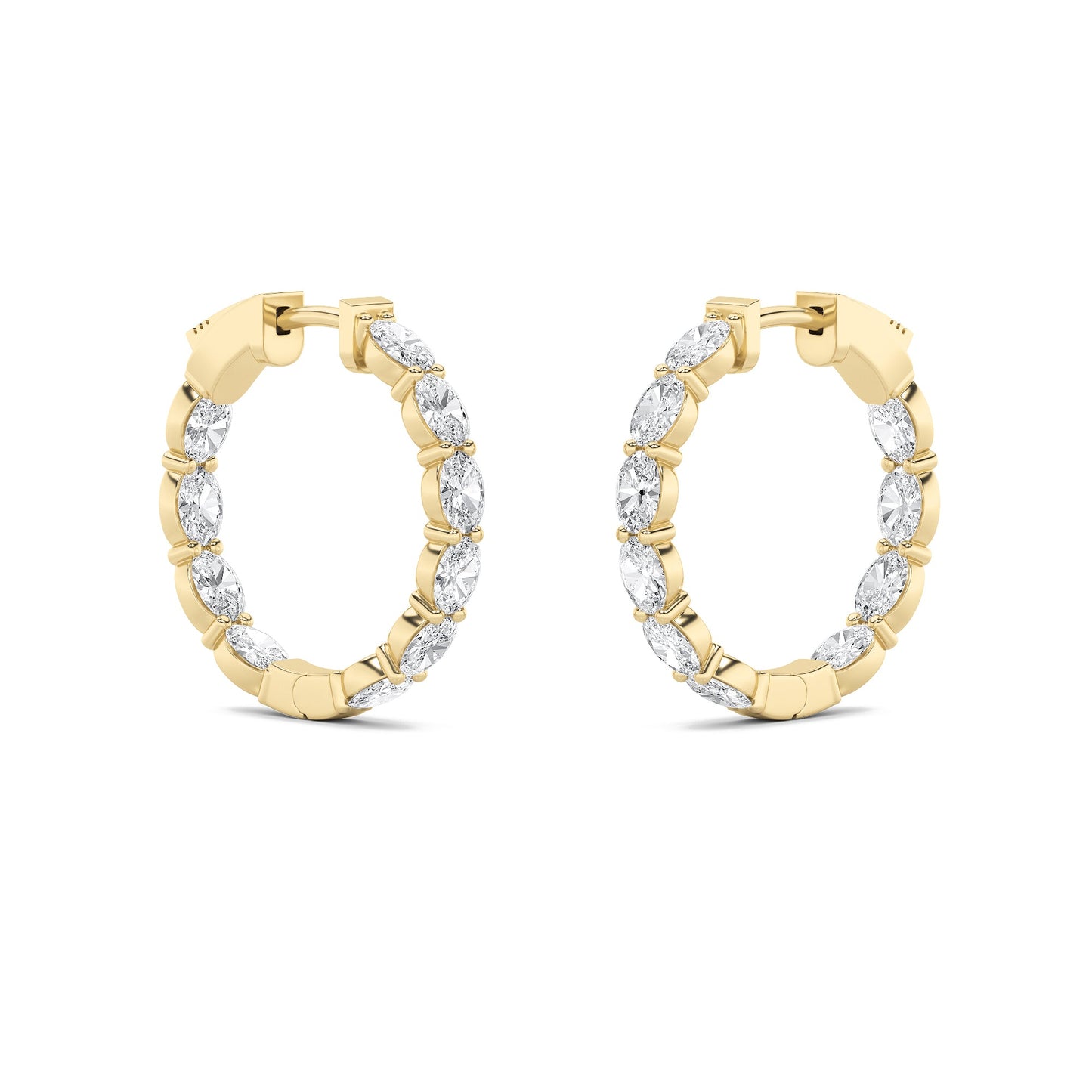 4.00 Cttw Oval Shaped Lab Grown Diamond Inside Out Hoop 14K Yellow Gold Earrings