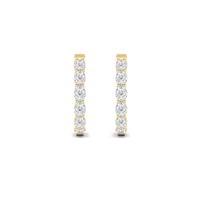 4.00 Cttw Oval Shaped Lab Grown Diamond Inside Out Hoop 14K Yellow Gold Earrings