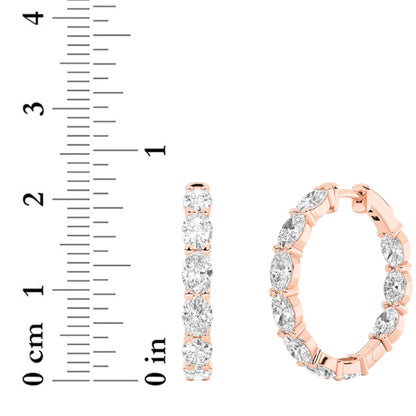 Oval Shaped Lab Grown Diamond Inside Out Hoop Earrings in 14K Gold (F/VS)