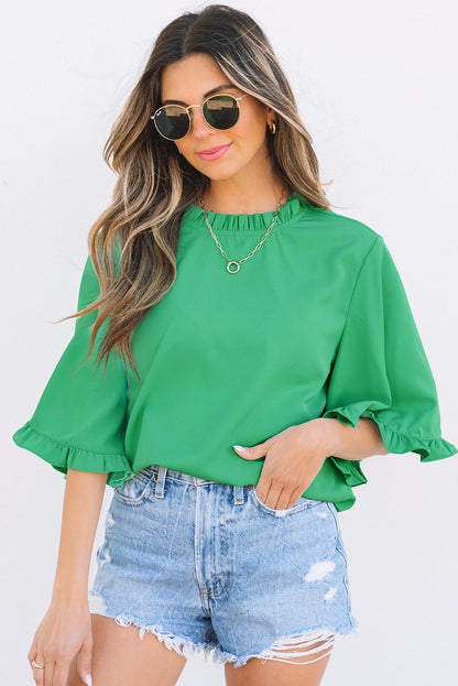 Threaded Pear Holland Frilly Half Sleeve Blouse