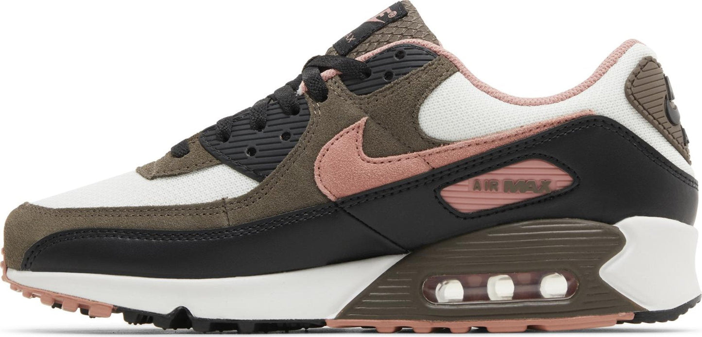 Nike Men's Air Max 90 'Ironstone Red Stardust' - Summit White/Ironstone/Black/Red Stardust Sneakers