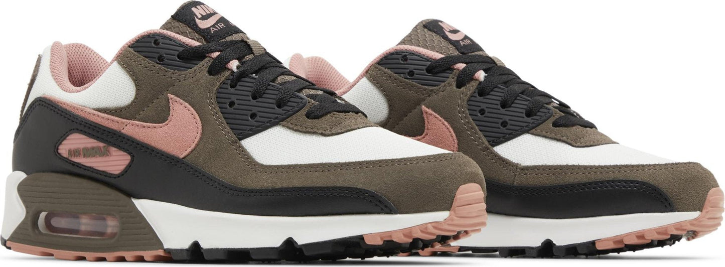 Nike Men's Air Max 90 'Ironstone Red Stardust' - Summit White/Ironstone/Black/Red Stardust Sneakers