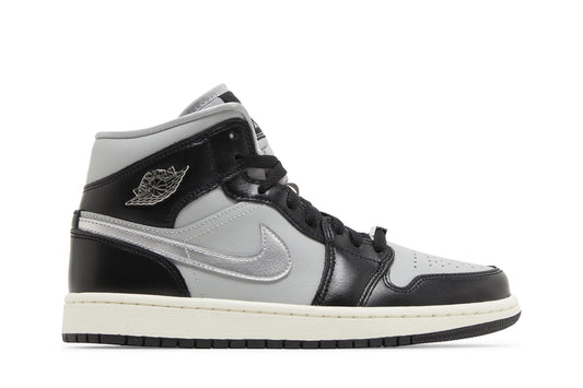Air Jordan Women's Retro 1 Mid Se 'Black Grey Silver' W Sneakers