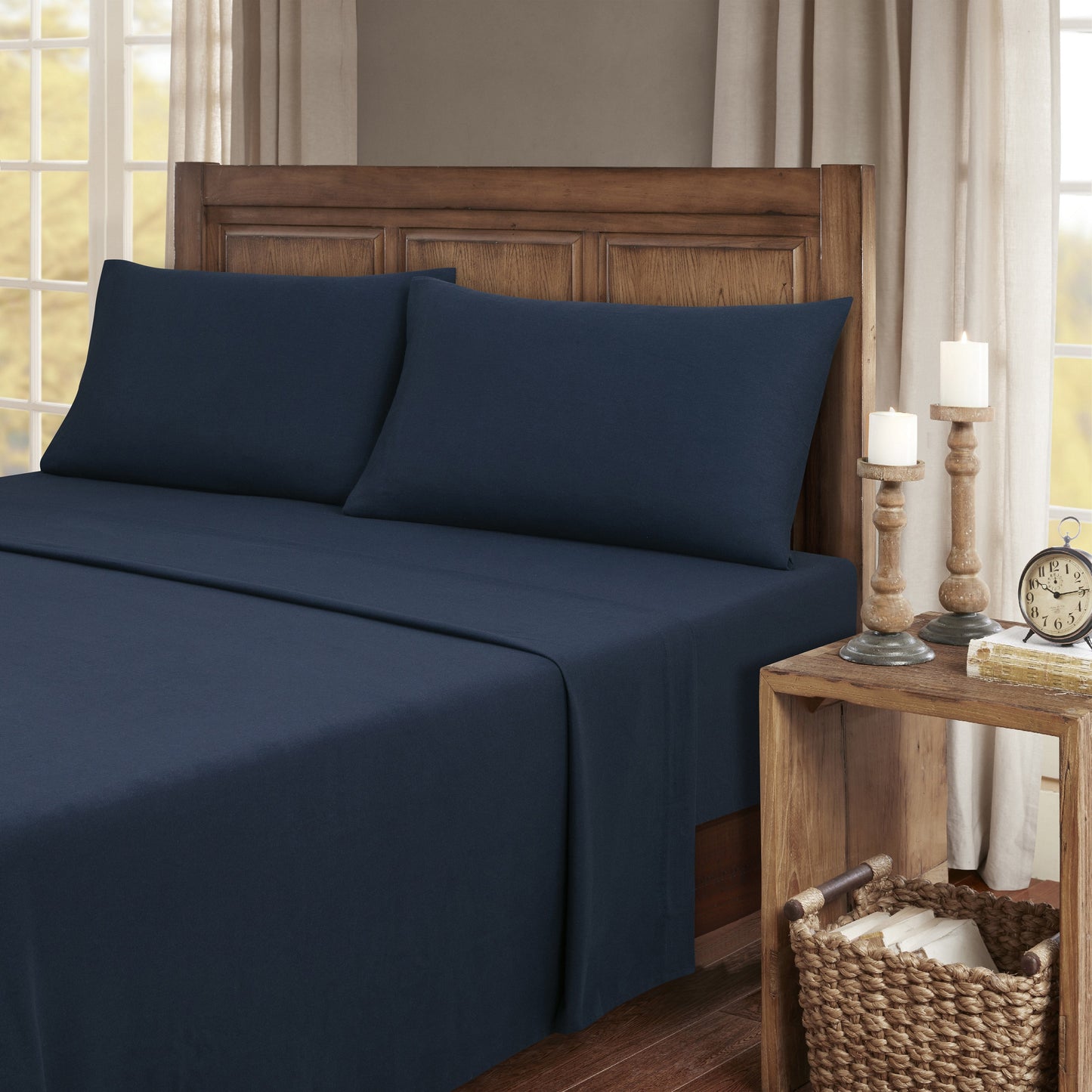 Bibb Home 4 Piece Printed or Solid Heavyweight Flannel Sheet Set