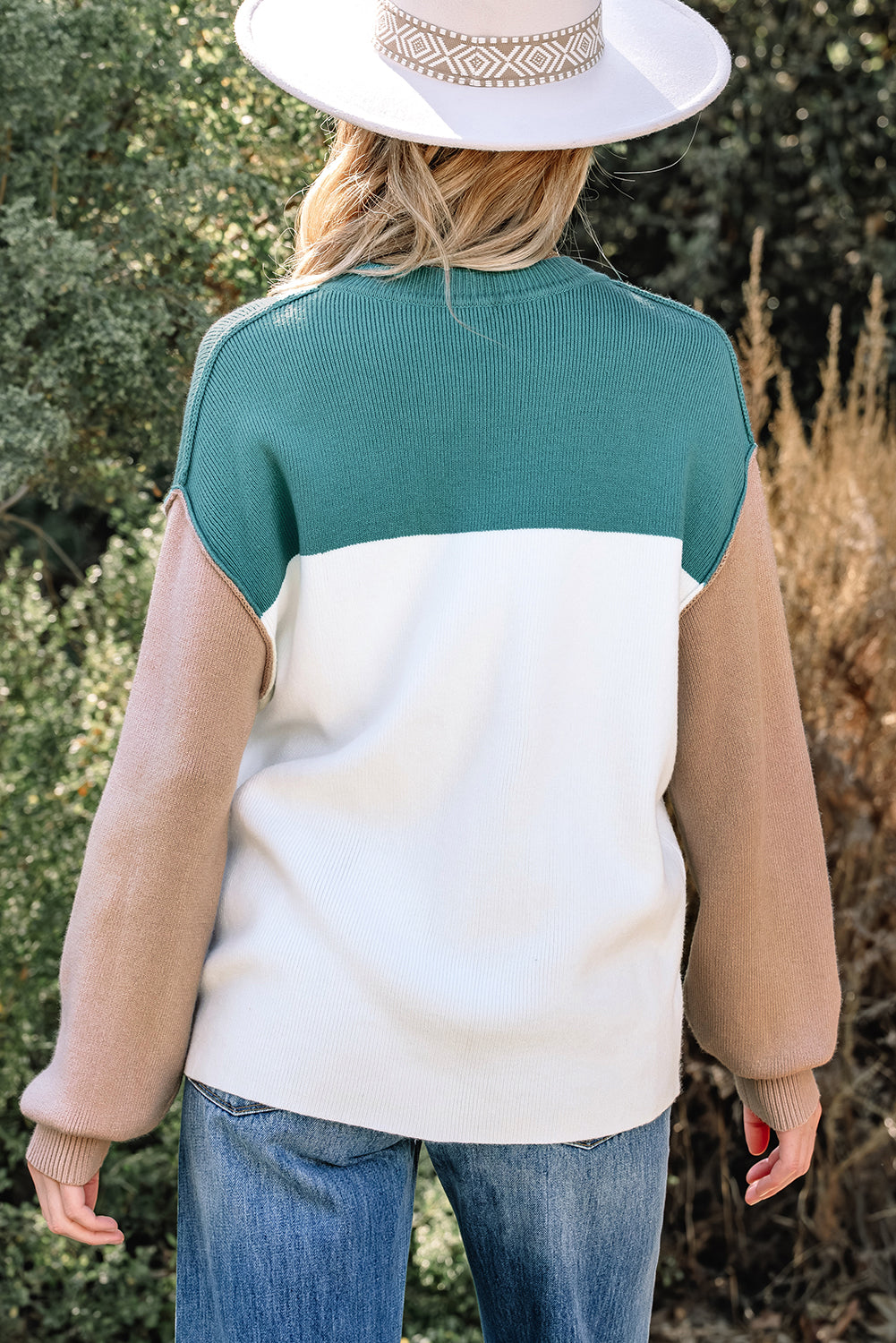 Threaded Pear Anava Ribbed Knit Baggy Sweater