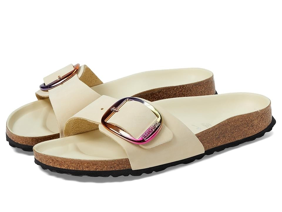 Birkenstock Unisex Madrid Big Buckle Natural Leather Patent Ecru