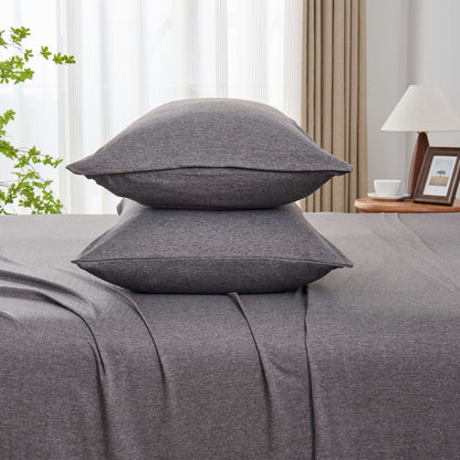 Kathy Ireland 4 Piece Heathered Jersey Knit Cotton Sheet Set