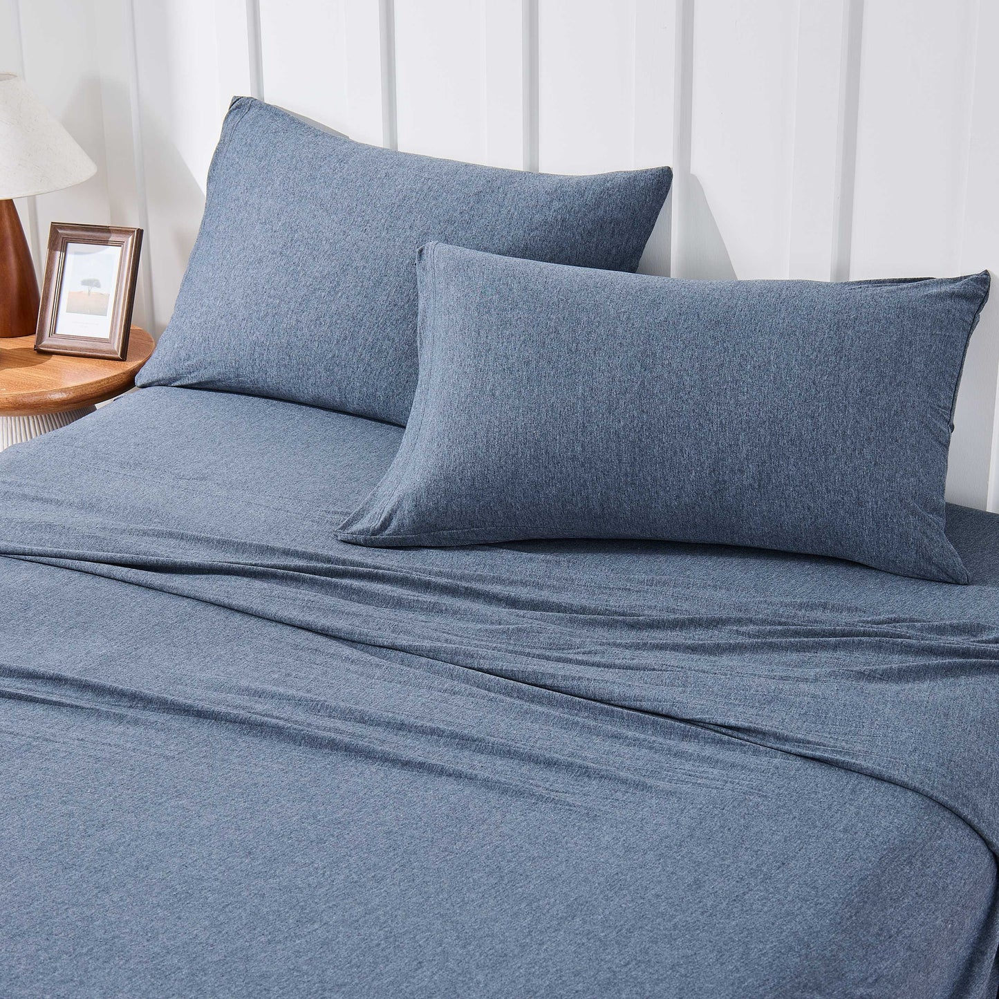 Kathy Ireland 4 Piece Heathered Jersey Knit Cotton Sheet Set