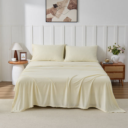 Kathy Ireland 4 Piece Heathered Jersey Knit Cotton Sheet Set
