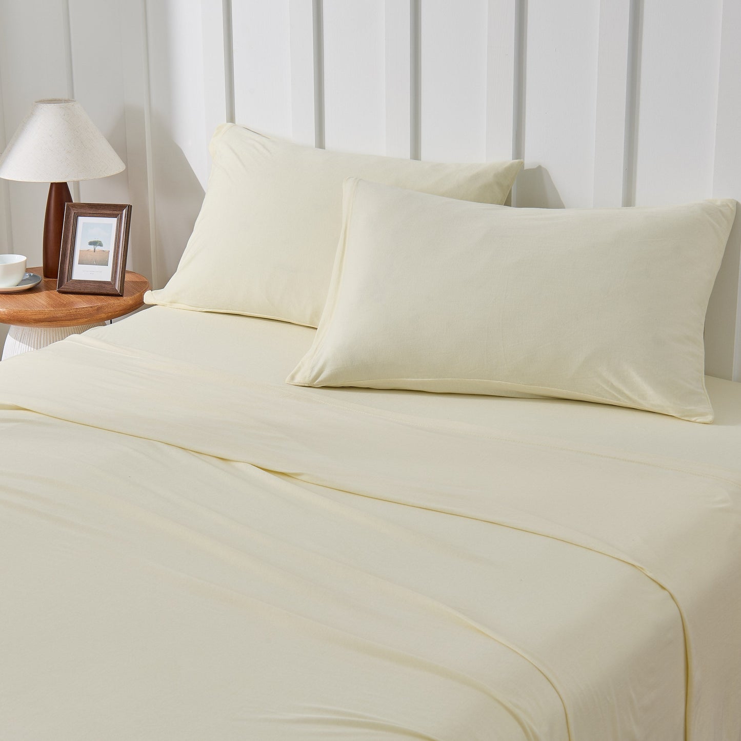 Kathy Ireland 4 Piece Heathered Jersey Knit Cotton Sheet Set