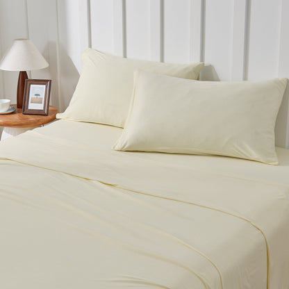 Kathy Ireland 4 Piece Heathered Jersey Knit Cotton Sheet Set