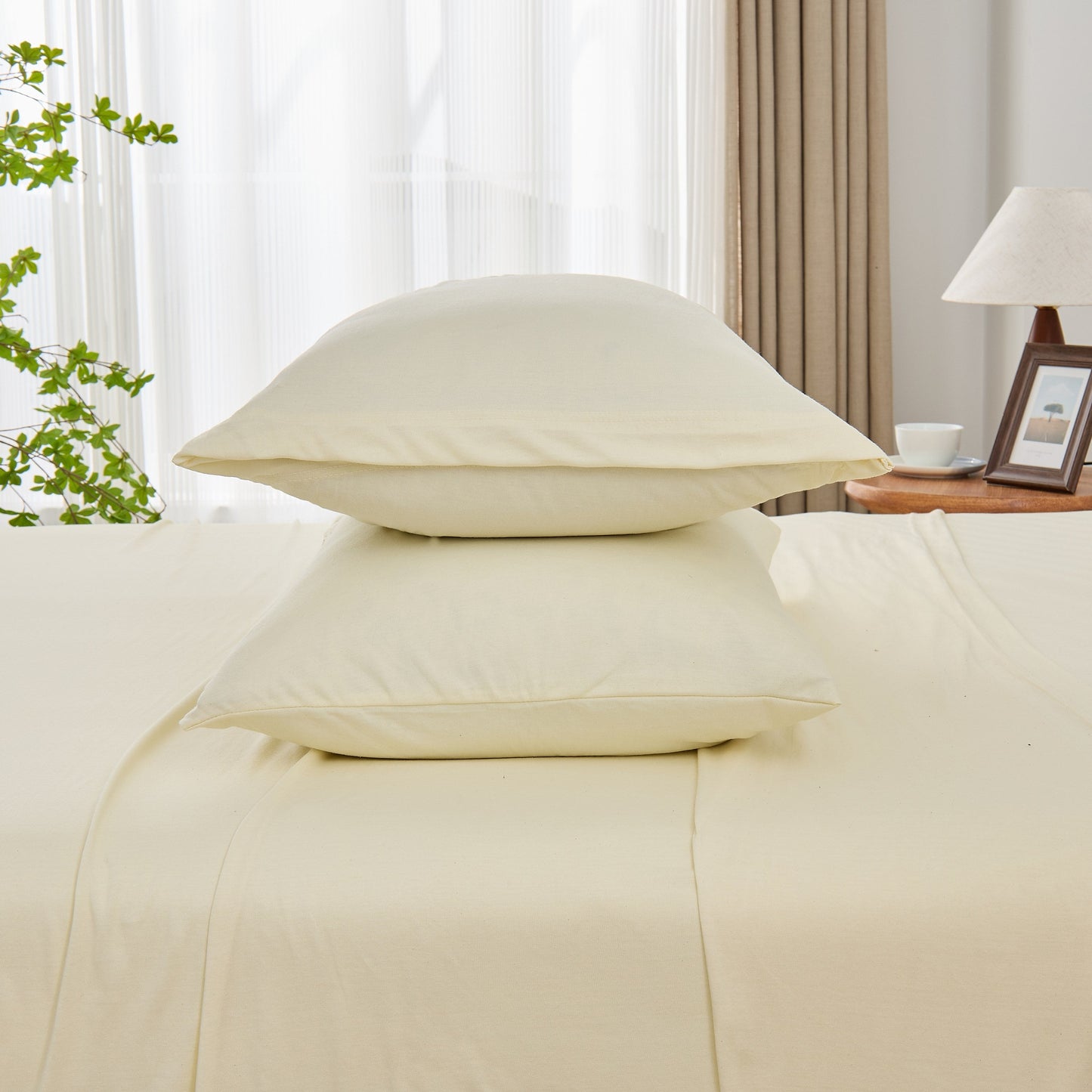 Kathy Ireland 4 Piece Heathered Jersey Knit Cotton Sheet Set