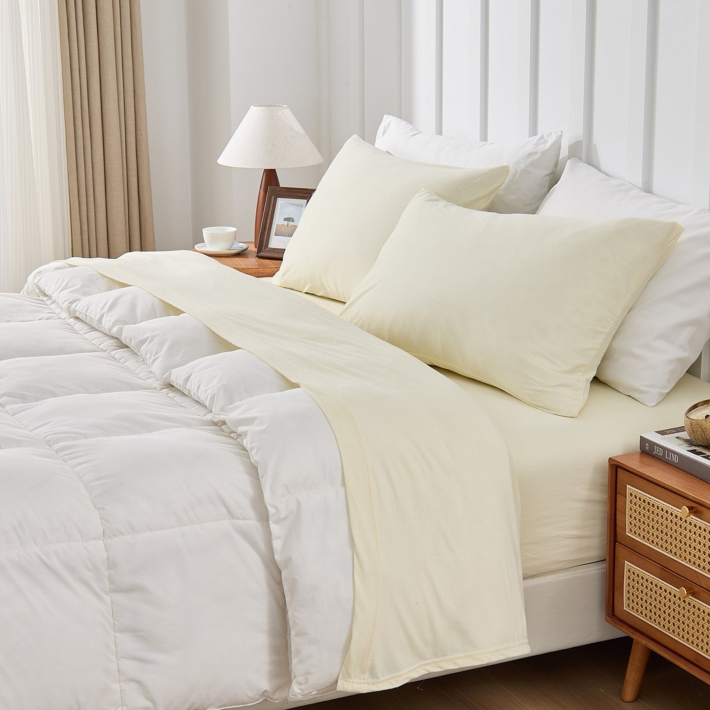 Kathy Ireland 4 Piece Heathered Jersey Knit Cotton Sheet Set