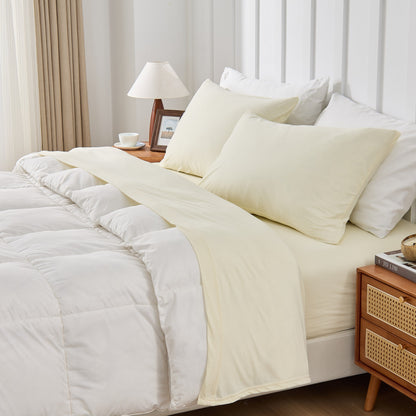 Kathy Ireland 4 Piece Heathered Jersey Knit Cotton Sheet Set