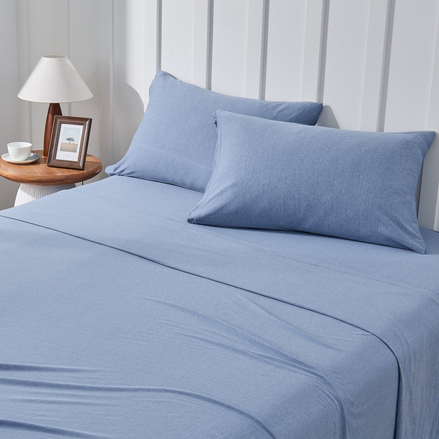Kathy Ireland 4 Piece Heathered Jersey Knit Cotton Sheet Set
