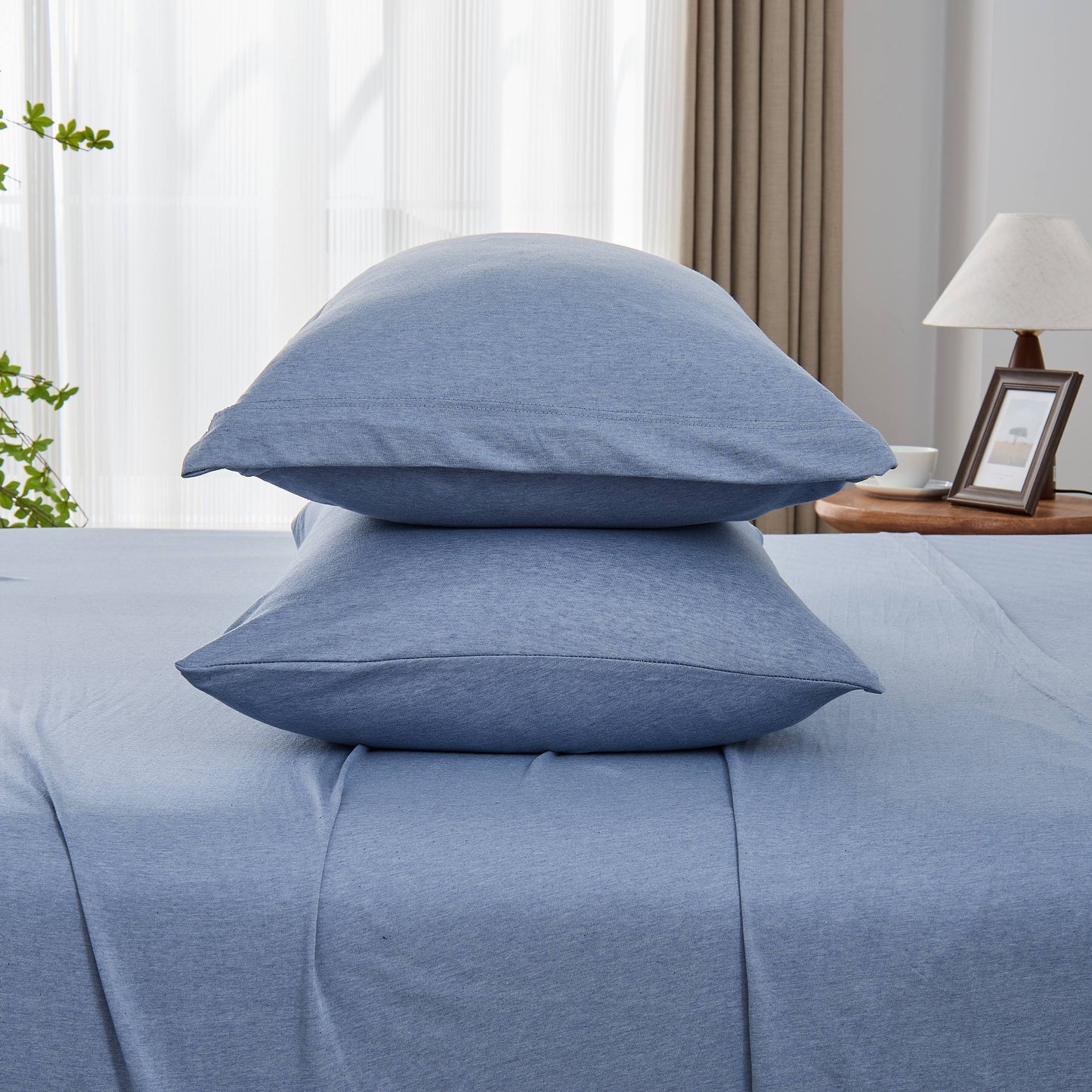 Kathy Ireland 4 Piece Heathered Jersey Knit Cotton Sheet Set