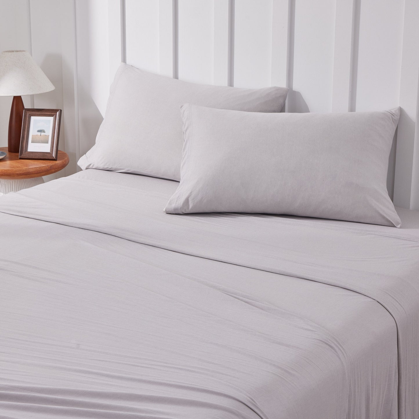 Kathy Ireland 4 Piece Heathered Jersey Knit Cotton Sheet Set