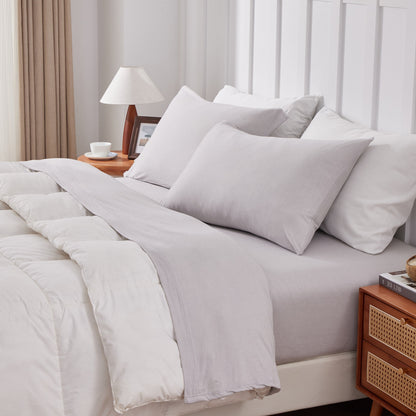 Kathy Ireland 4 Piece Heathered Jersey Knit Cotton Sheet Set
