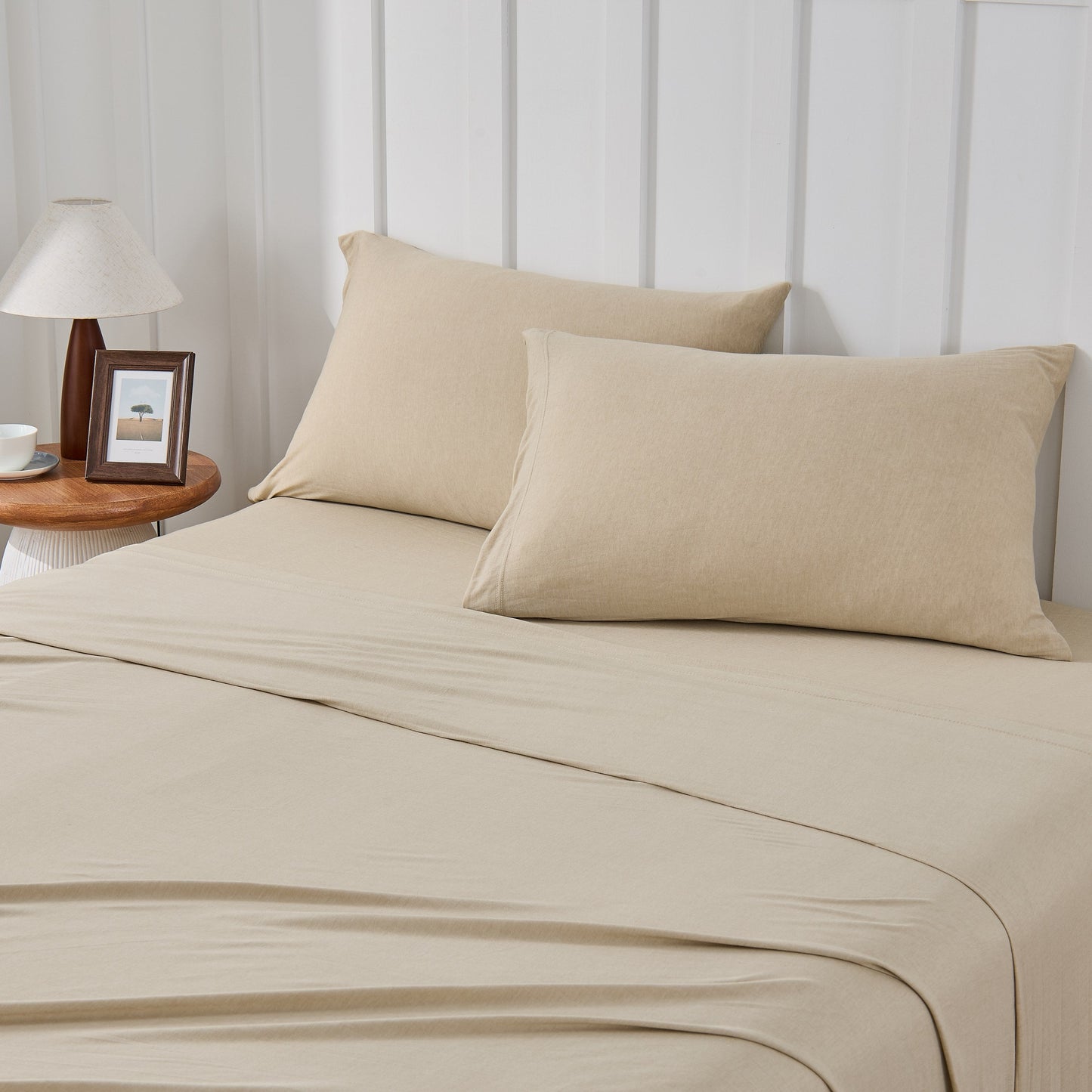 Kathy Ireland 4 Piece Heathered Jersey Knit Cotton Sheet Set
