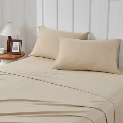 Kathy Ireland 4 Piece Heathered Jersey Knit Cotton Sheet Set