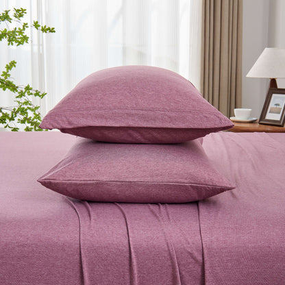 Kathy Ireland 4 Piece Heathered Jersey Knit Cotton Sheet Set