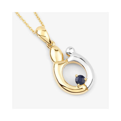 0.19 CTTW Heart Blue Sapphire Prong Silver Mom Pendant Necklace