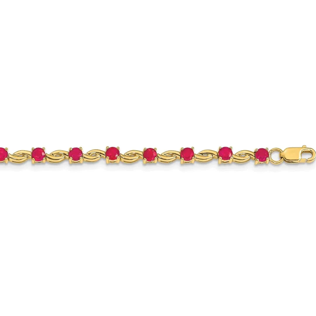 14k Gold Genuine Ruby Bracelet 2.8 Carats