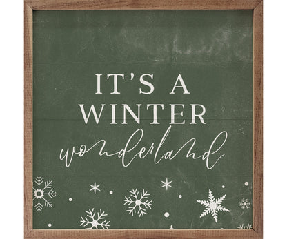 Kendrick Home It's A Winter Wonderland Snowflakes Green