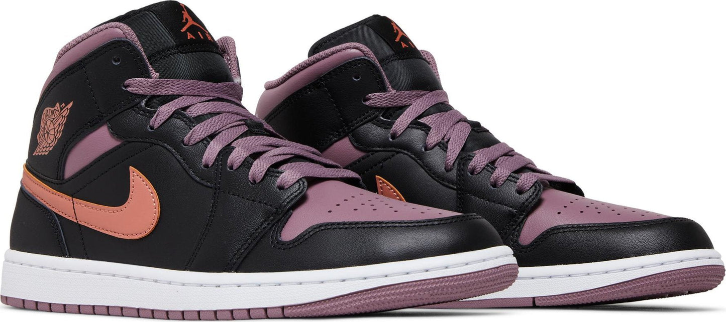 Air Jordan Men's Retro 1 Mid Se 'Black Sky J Mauve' Sneakers