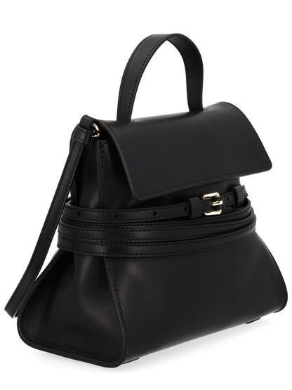 Leather Handbag Tie Me Black