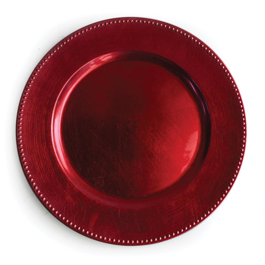 Jay Companies Beaded Charger Plate-Red 13"D 12-Piece Set