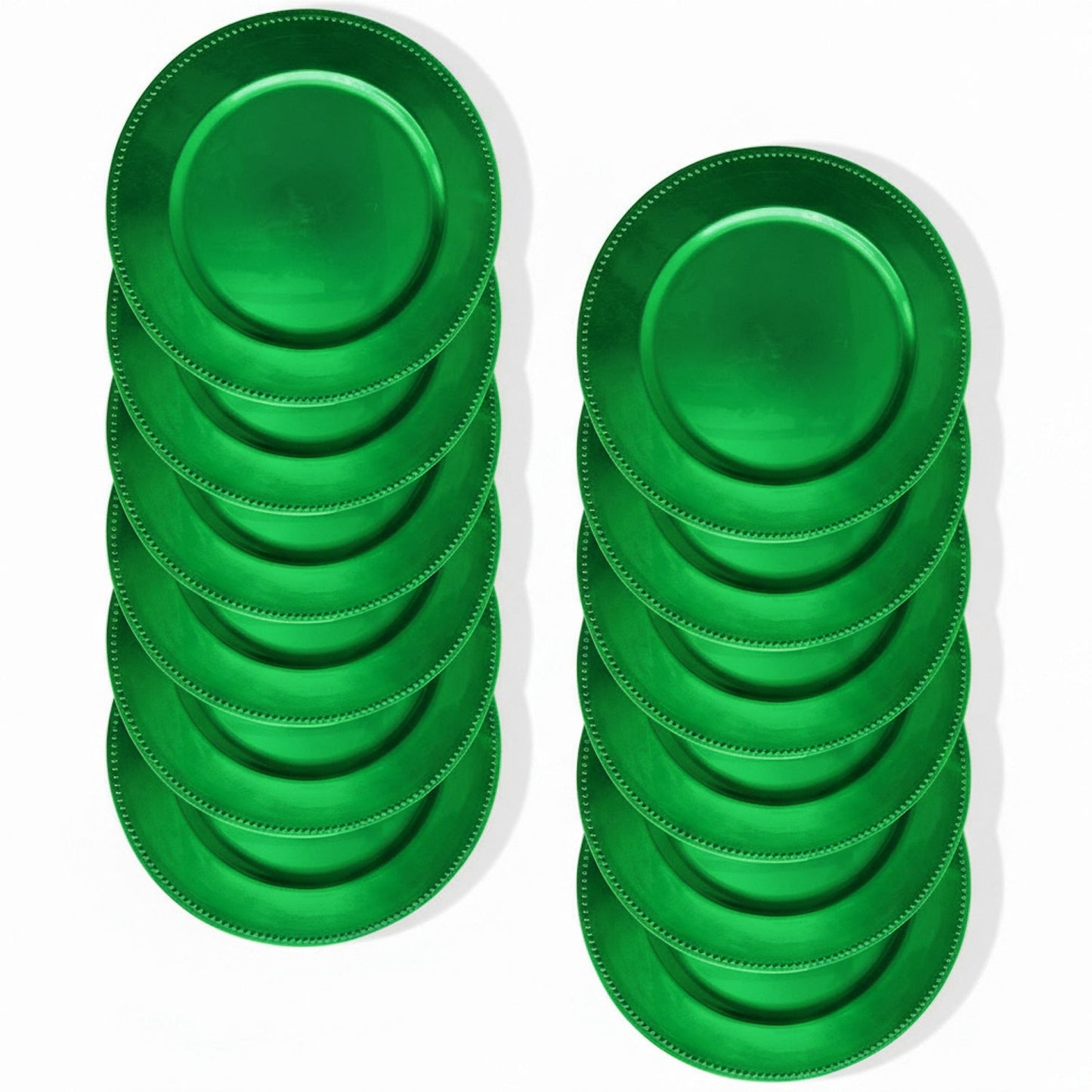 Jay Companies Emerald Green Beaded Charger Plate Set - 12 Pieces
