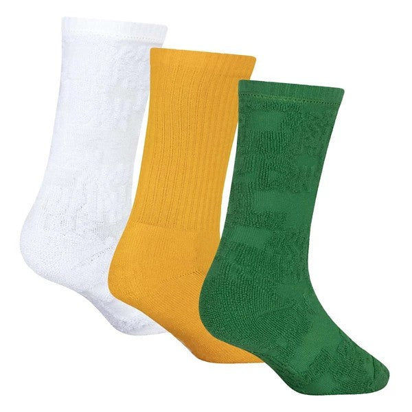 Air Jordan Youth Fuel Up Cool Down 3 Pack Crew Cushioned Socks Green Cheddar Light Blue