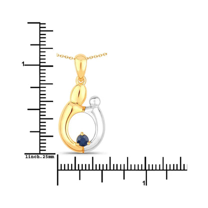 0.19 CTTW Heart Blue Sapphire Prong Silver Mom Pendant Necklace