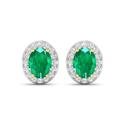 Genuine Zambian Emerald and White Diamond Earrings Stud