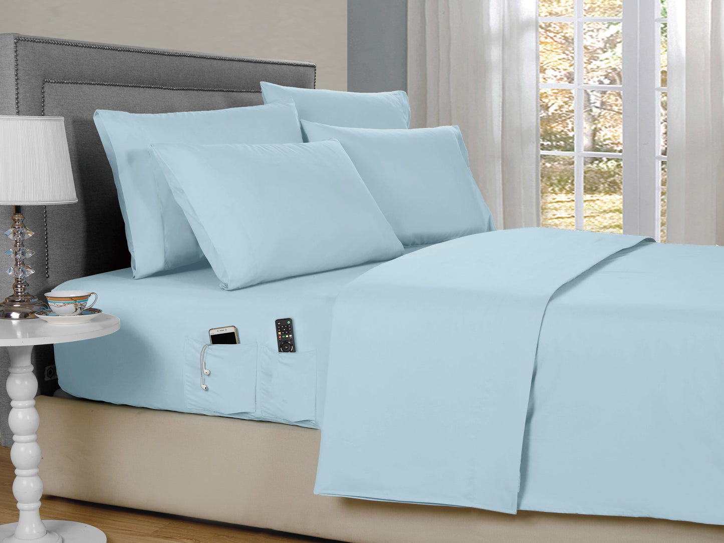 Kathy Ireland 6-Piece Smart Pocket Sheet Sets w/ Side Pocket by Bed Bath Fashions