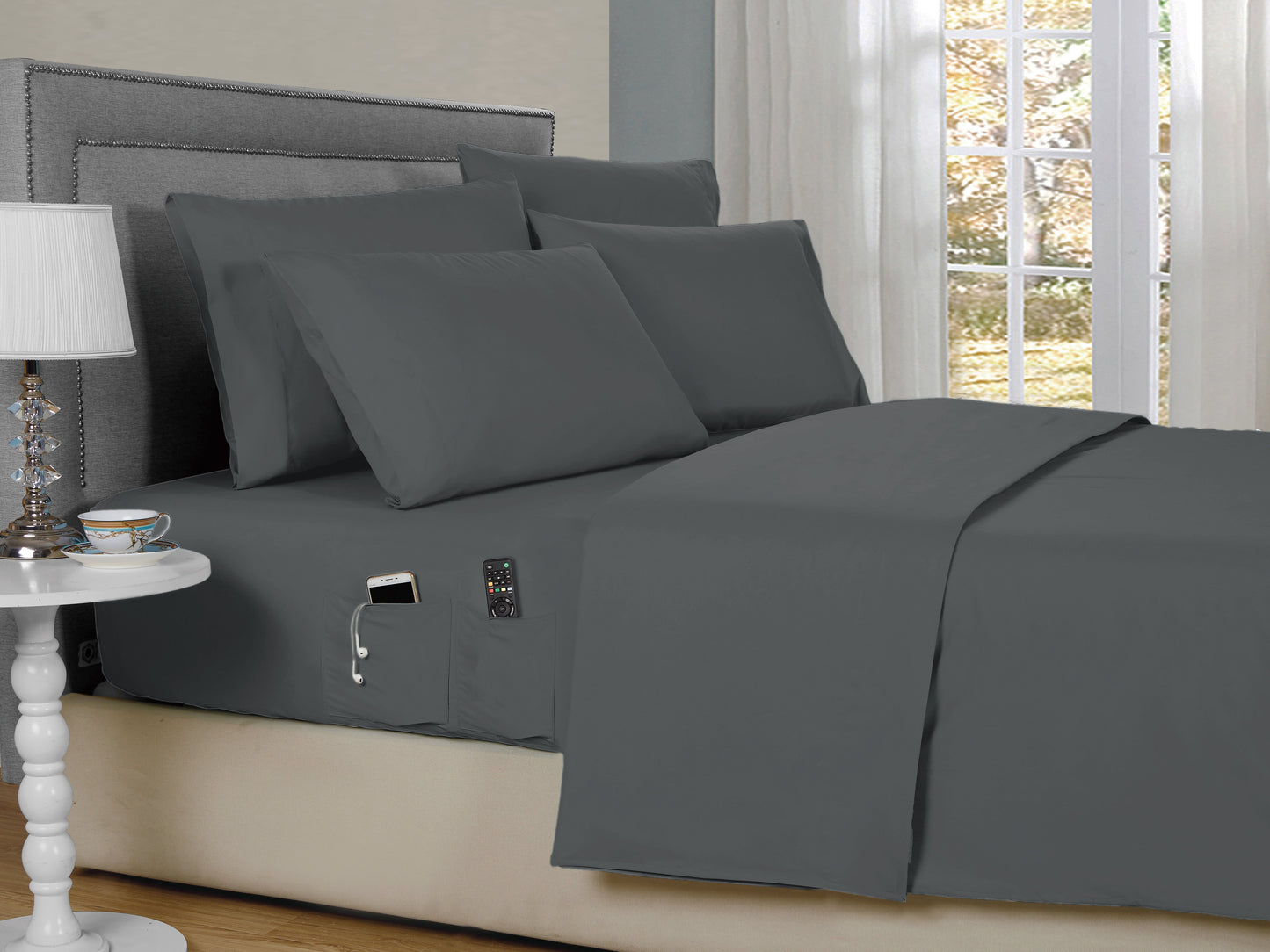 Kathy Ireland 6-Piece Smart Pocket Sheet Sets w/ Side Pocket by Bed Bath Fashions