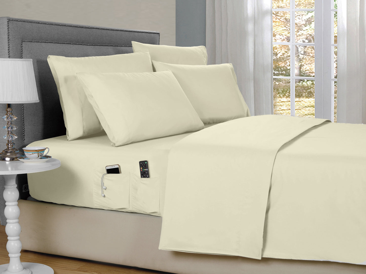 Kathy Ireland 6-Piece Smart Pocket Sheet Sets w/ Side Pocket by Bed Bath Fashions