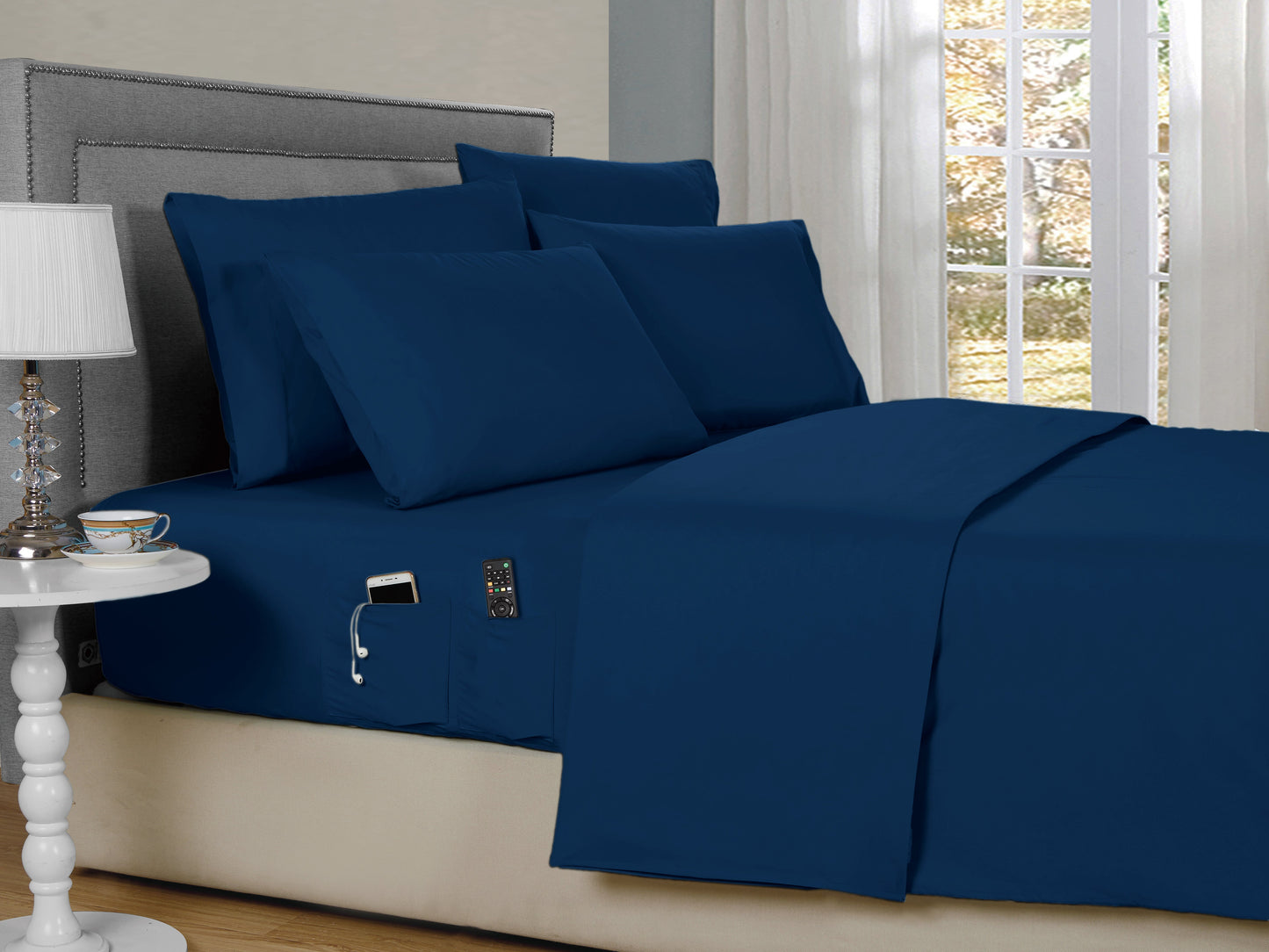 Kathy Ireland 6-Piece Smart Pocket Sheet Sets w/ Side Pocket by Bed Bath Fashions