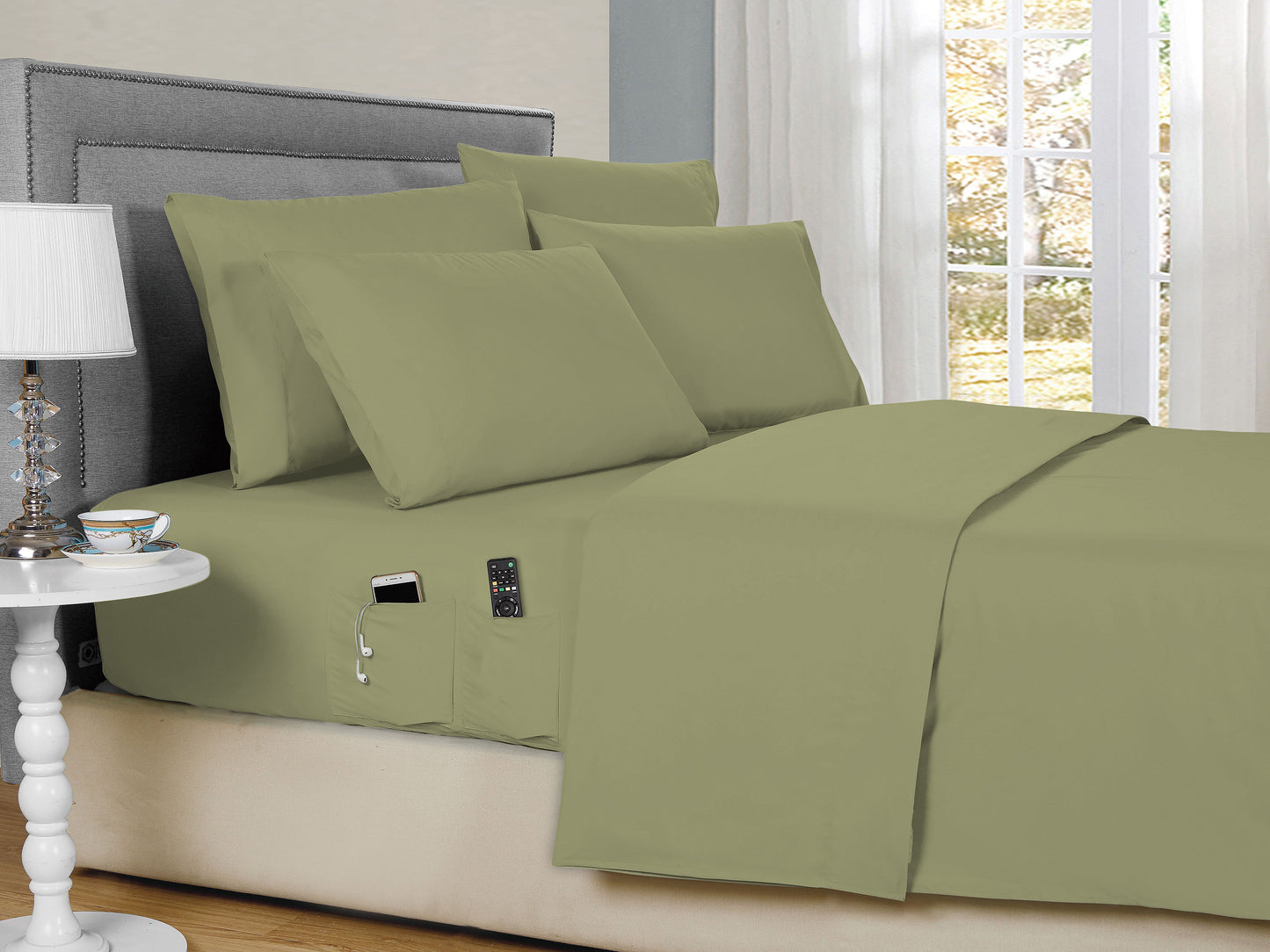 Kathy Ireland 6-Piece Smart Pocket Sheet Sets w/ Side Pocket by Bed Bath Fashions