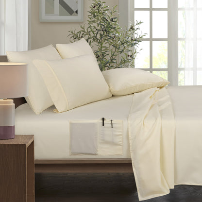 Bamboo 6 Piece 1800 Thread Count Smart Pocket Ultra Soft Luxury Sheet Set