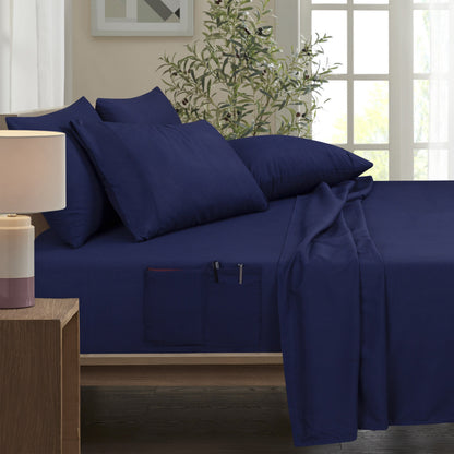Bamboo 6 Piece 1800 Thread Count Smart Pocket Ultra Soft Luxury Sheet Set