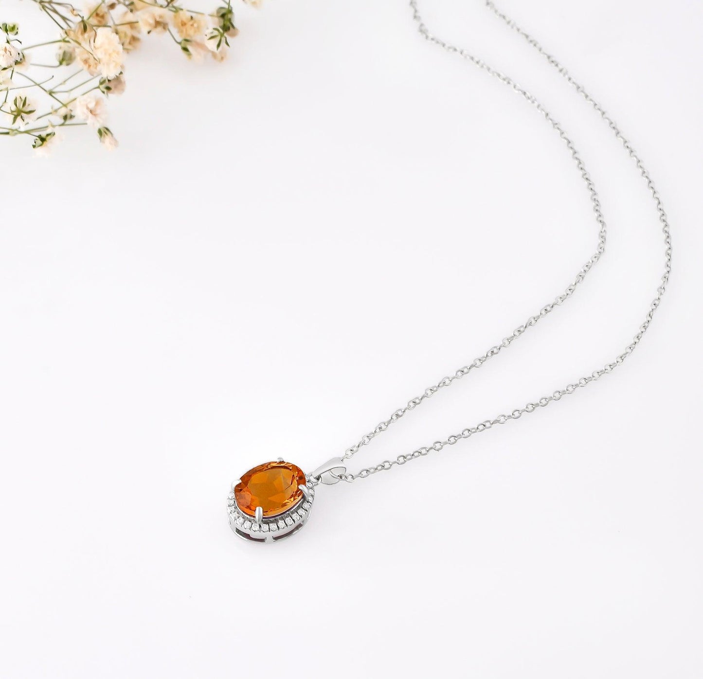 Natural Citrine Pendant Necklace
