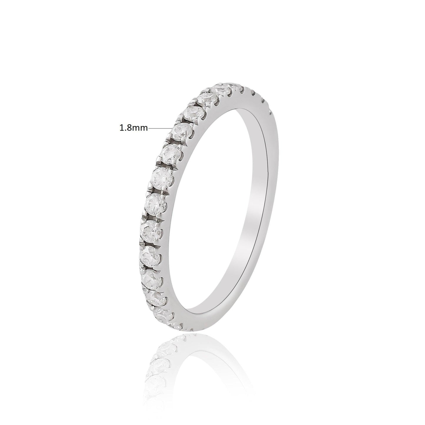 0.70 Ct Round White Moissanite Prong Sterling Silver Eternity Engagement Ring