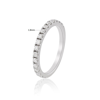 0.70 Ct Round White Moissanite Prong Sterling Silver Eternity Engagement Ring