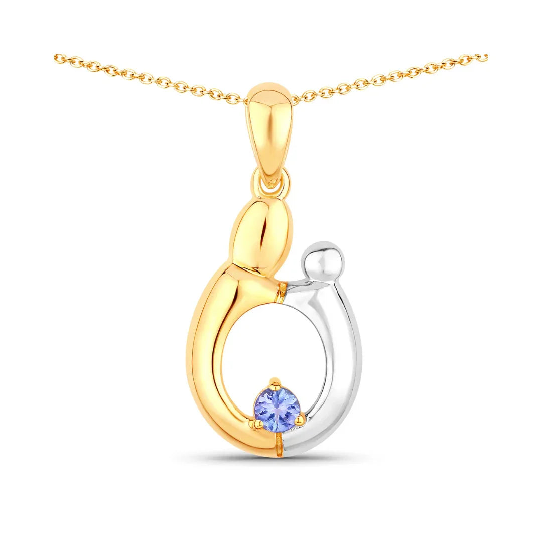 0.19 CTTW Heart Violet Tanzanite Prong Silver Mom Pendant Necklace