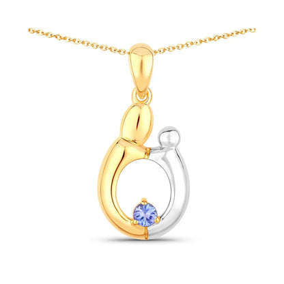 0.19 CTTW Heart Violet Tanzanite Prong Silver Mom Pendant Necklace
