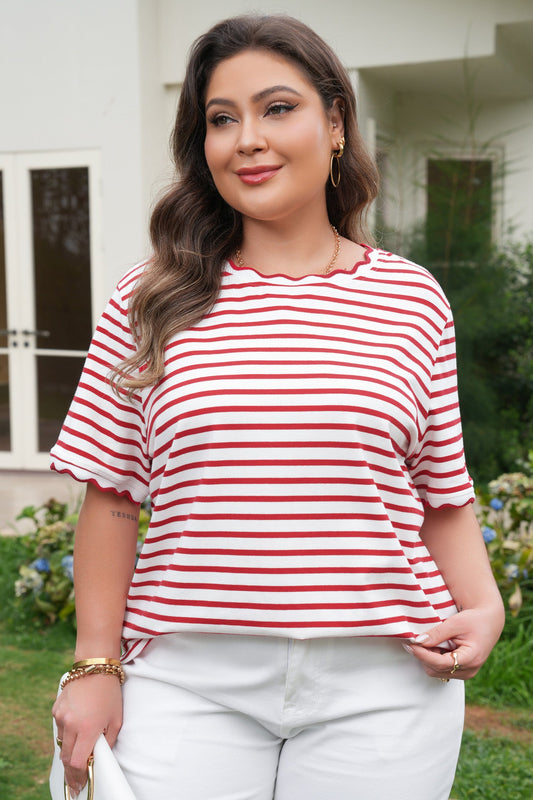 Threaded Pear Esther Trim Short Sleeve Plus Top