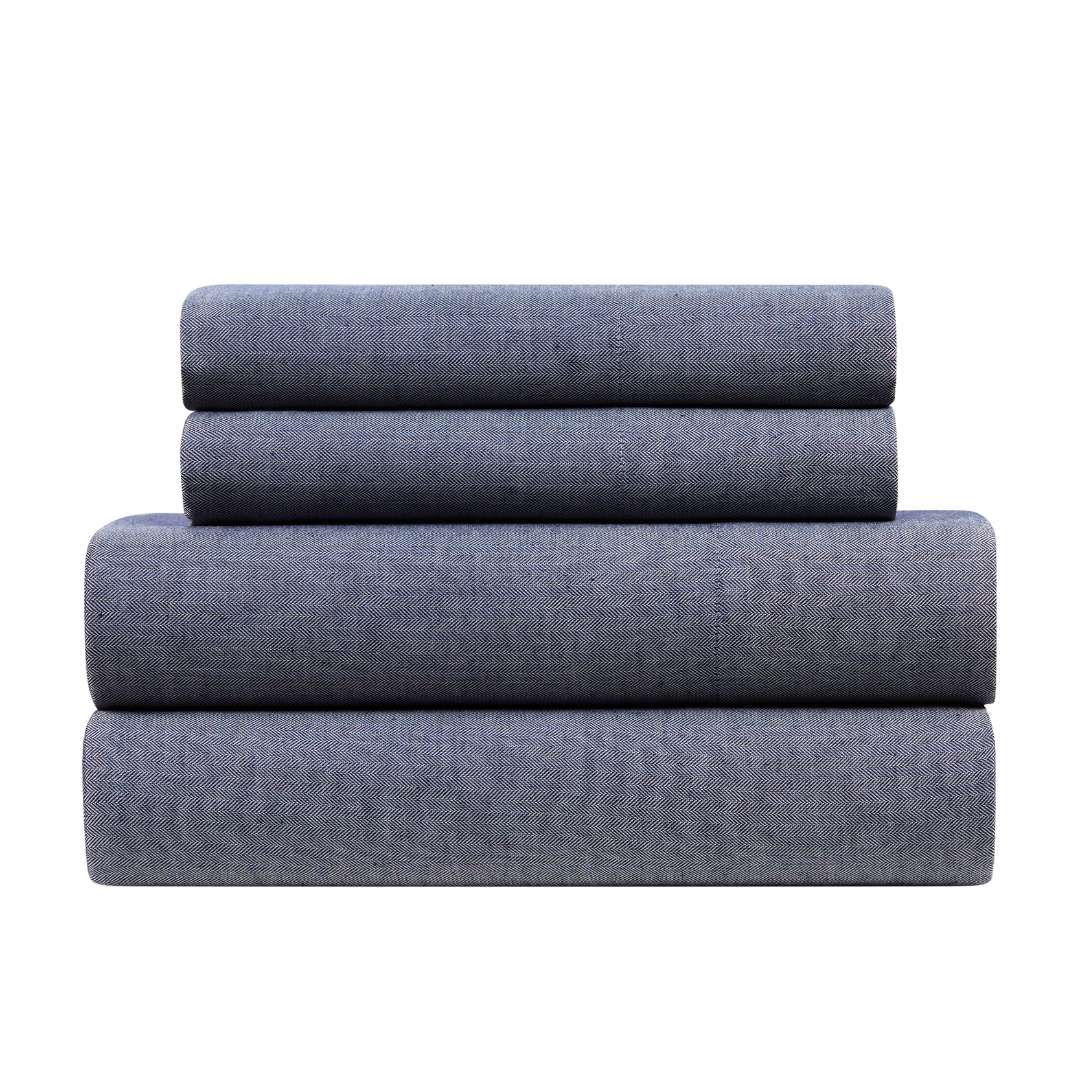 Kathy Ireland Herringbone Twill 4 Piece Cotton Rich Sheet Set by Bed Bath Fashions